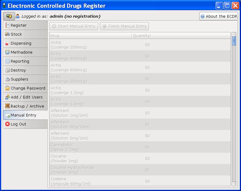 Inactive manual entry